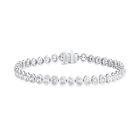Bezel North-South Oval Diamond Tennis Bracelet | WG