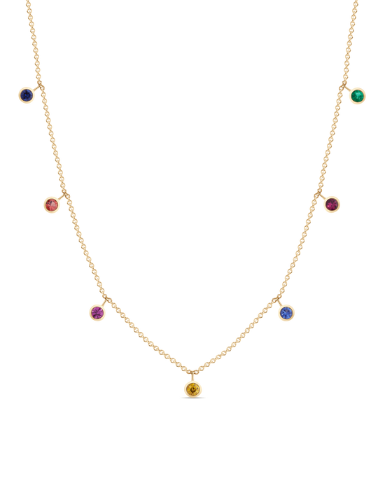 Coloured Gemstone Drop Necklace in 18ct Gold