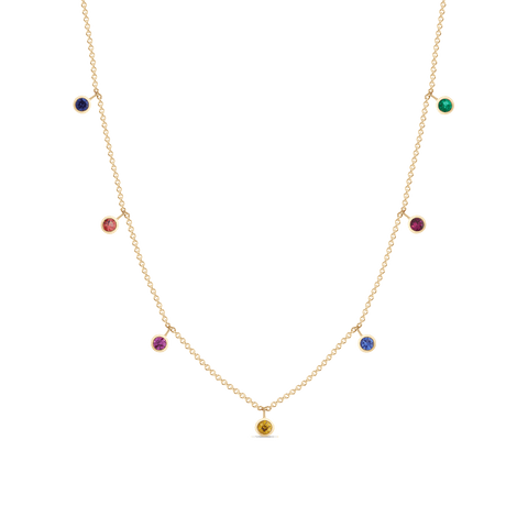Rainbow Gemstone Drop Necklace