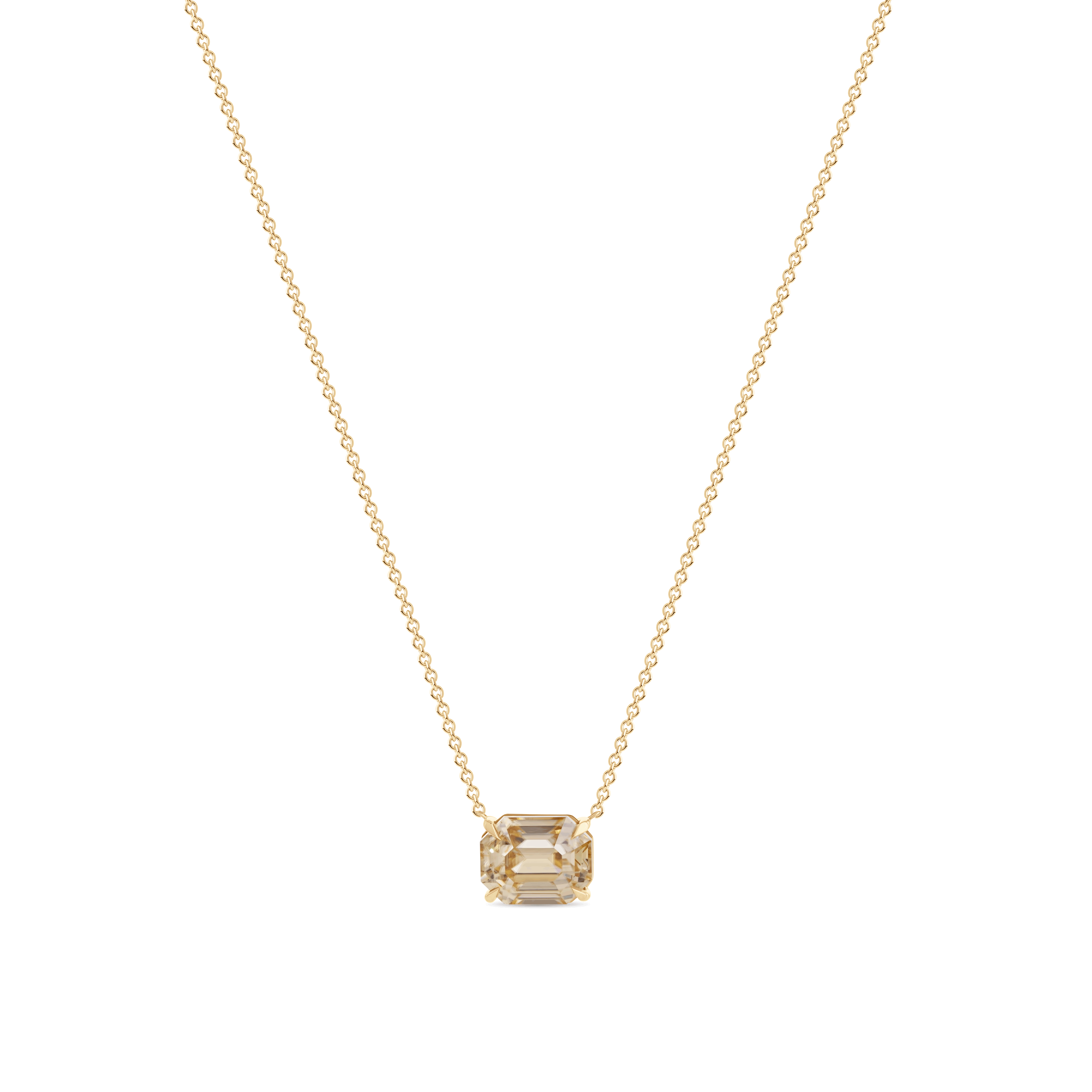 Emerald Cut Zircon Pendant Necklace