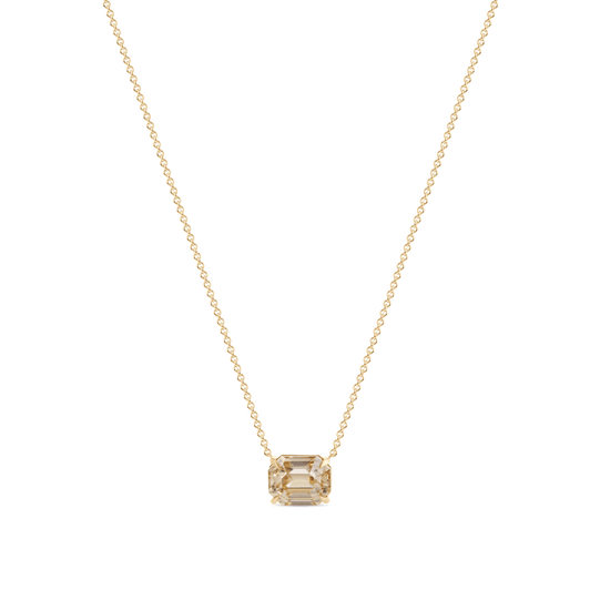Emerald Cut Zircon Pendant Necklace in 18ct Gold