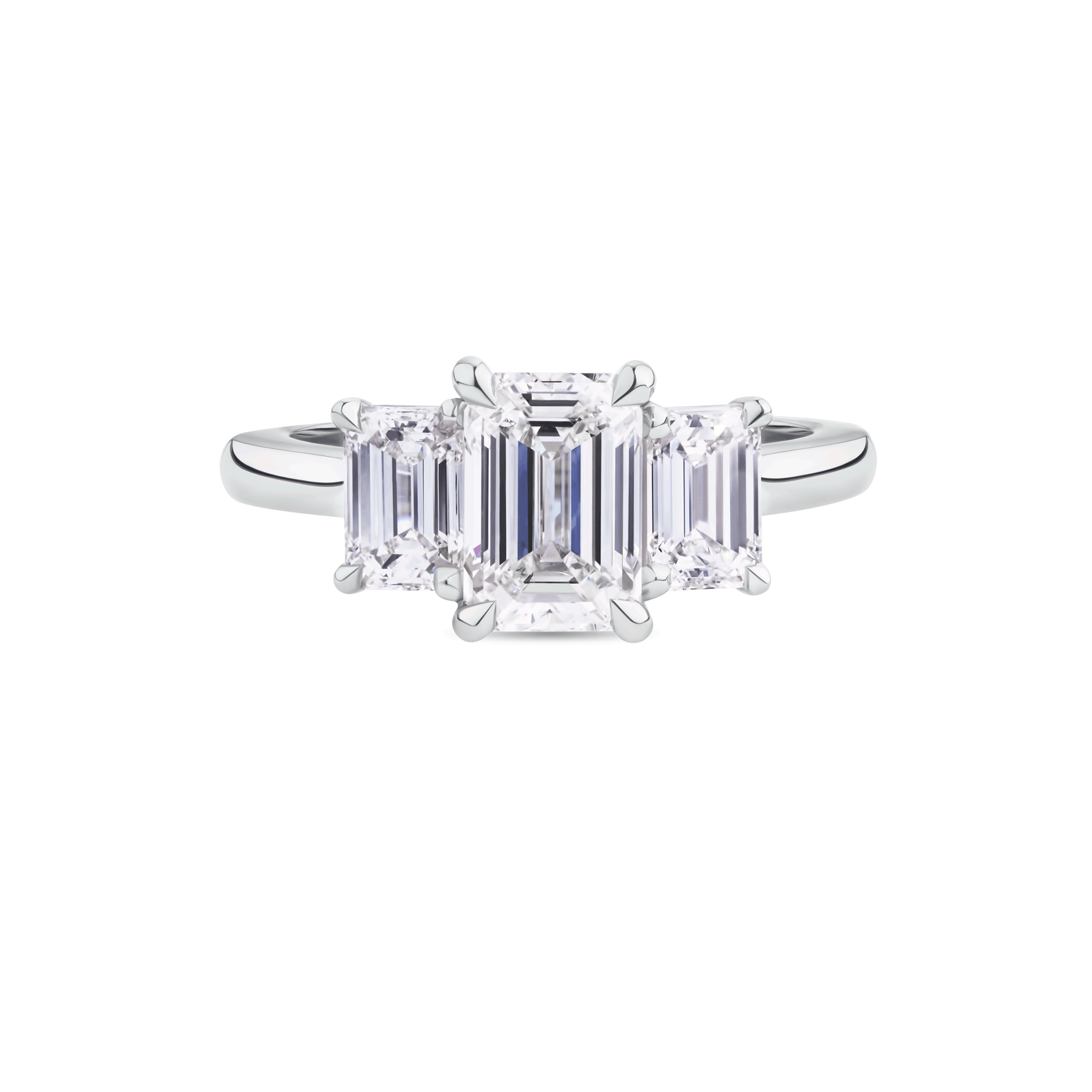 AG.03 | Emerald Cut Trilogy Engagement Ring