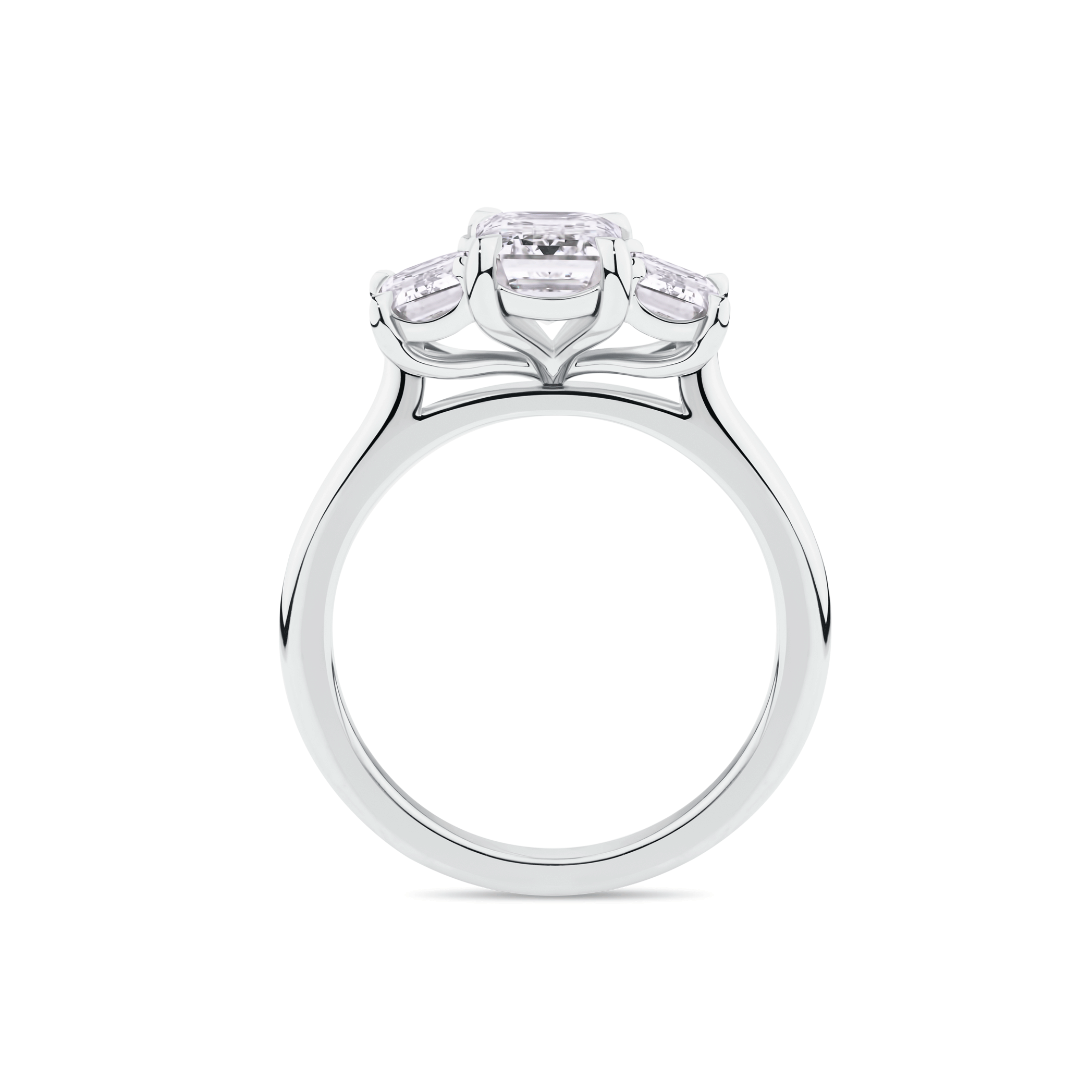 AG.03 | Emerald Cut Trilogy Engagement Ring