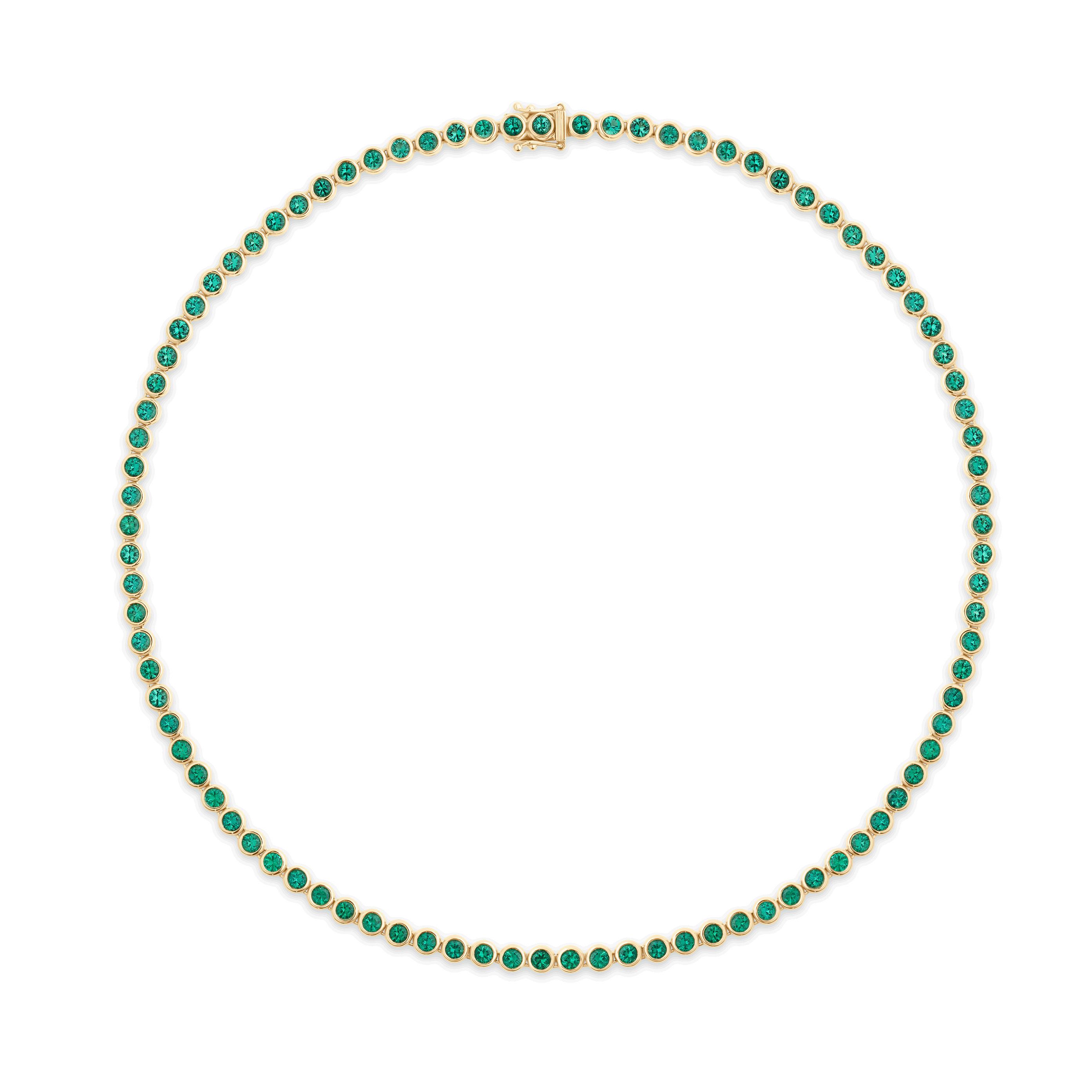 Bezel Set Emerald Tennis Necklace