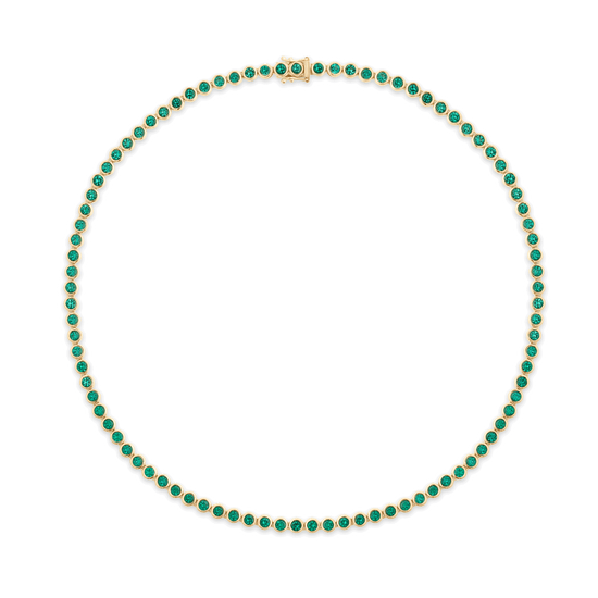 Bezel Set Emerald Tennis Necklace in 18ct Gold