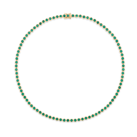 Bezel Set Emerald Tennis Necklace