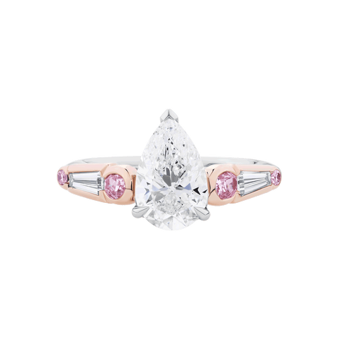 Pear Cut Diamond and Pink Diamond Ring