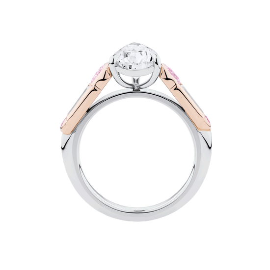 Pear Cut Diamond and Pink Diamond Engagement Ring