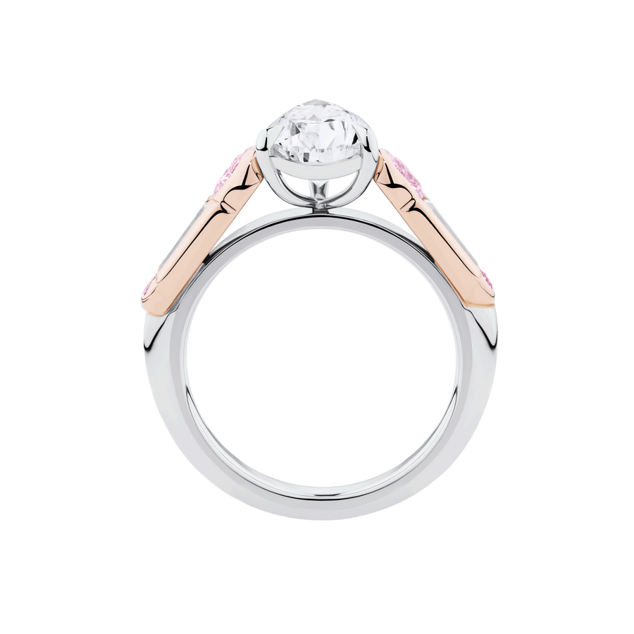 Pear Cut Diamond and Pink Diamond Engagement Ring
