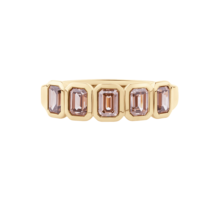 Emerald Cut Champagne Diamond Bezel Eternity Band