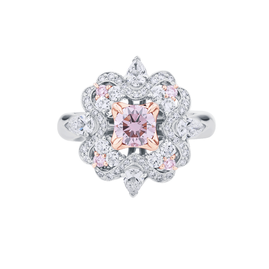 Art Nouveau-Style Cluster Ring in Platinum