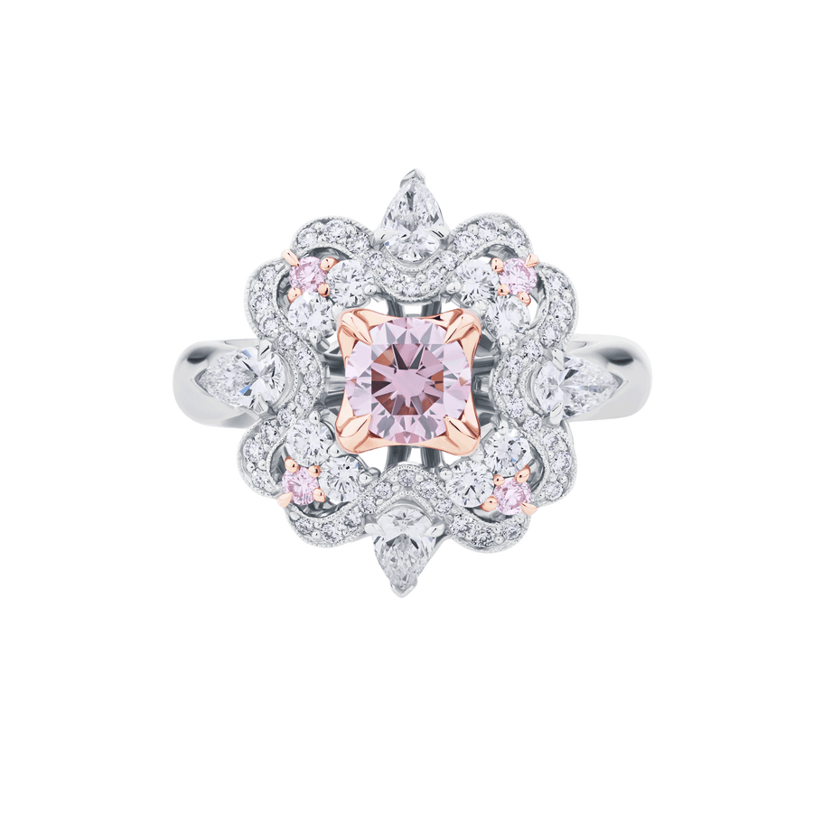 Art Nouveau-Style Cluster Ring in Platinum