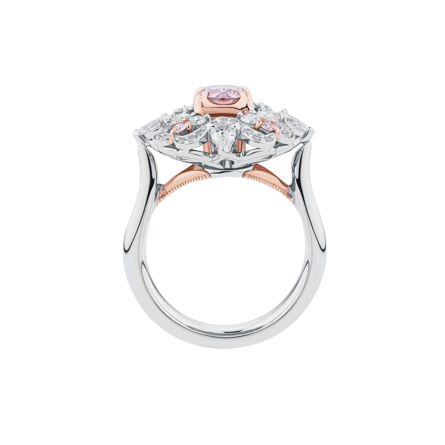Art Nouveau-Style Cluster Ring in Platinum