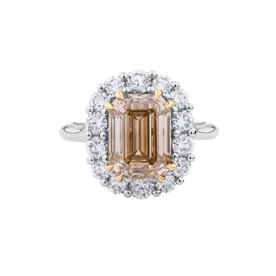Champagne Diamond Cluster Engagement Ring