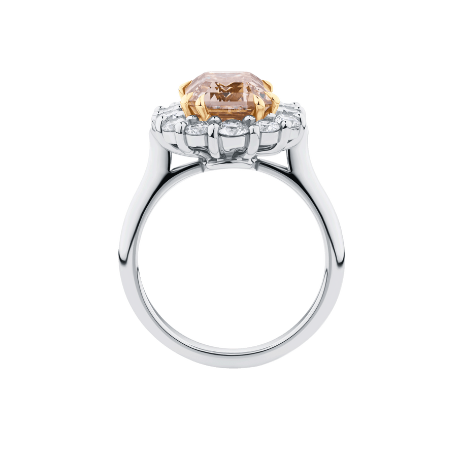 Champagne Diamond Cluster Engagement Ring