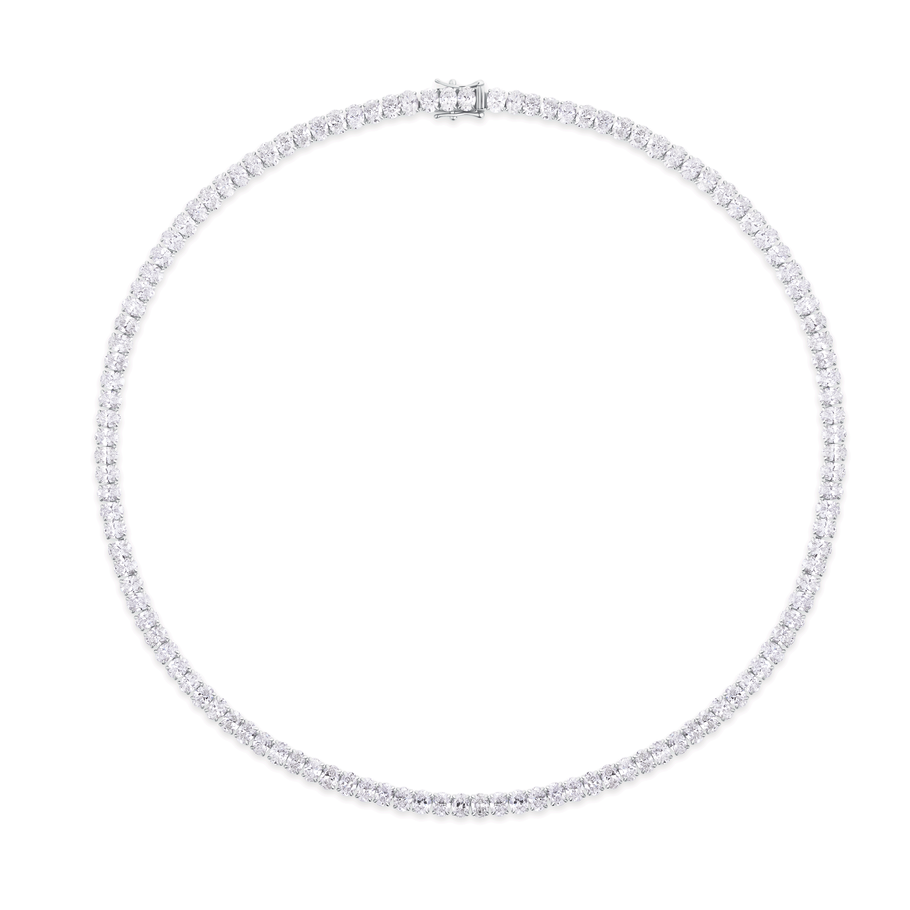 28ct Oval Cut Diamond Tennis Necklace