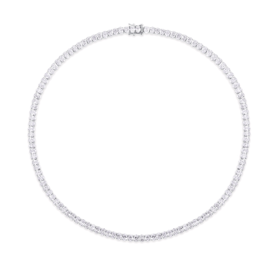 28ct Oval Cut Diamond Tennis Necklace in 18ct White Gold