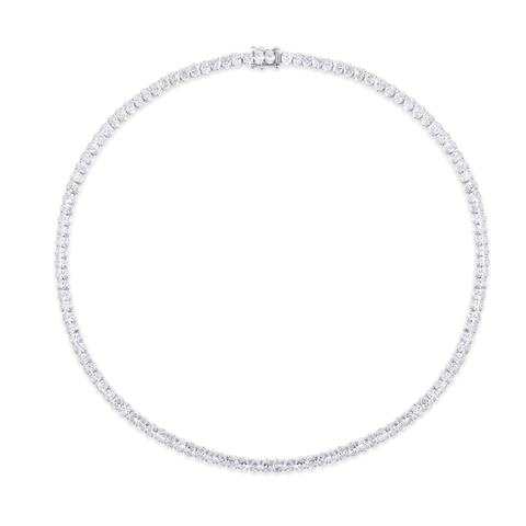 28ct Oval Cut Diamond Tennis Necklace