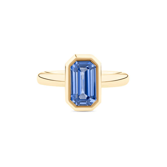 Bezel Set Blue Ceylon Sapphire Ring in 18ct Gold