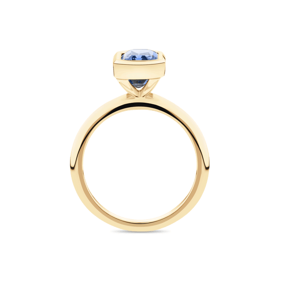Bezel Set Blue Ceylon Sapphire Ring in 18ct Gold