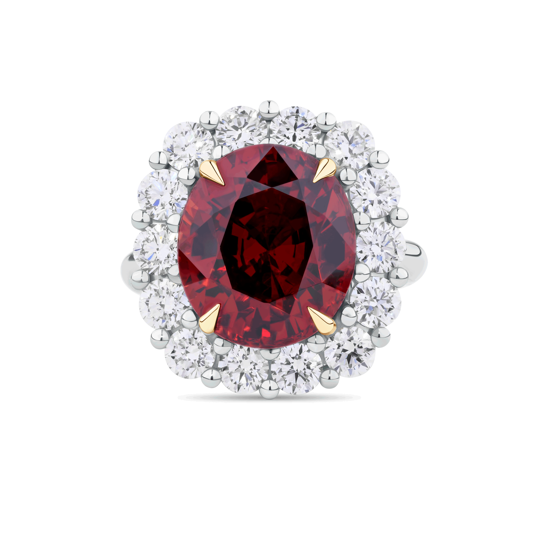 Garnet and Diamond Cluster Ring