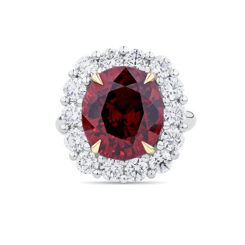 Garnet and Diamond Cluster Ring