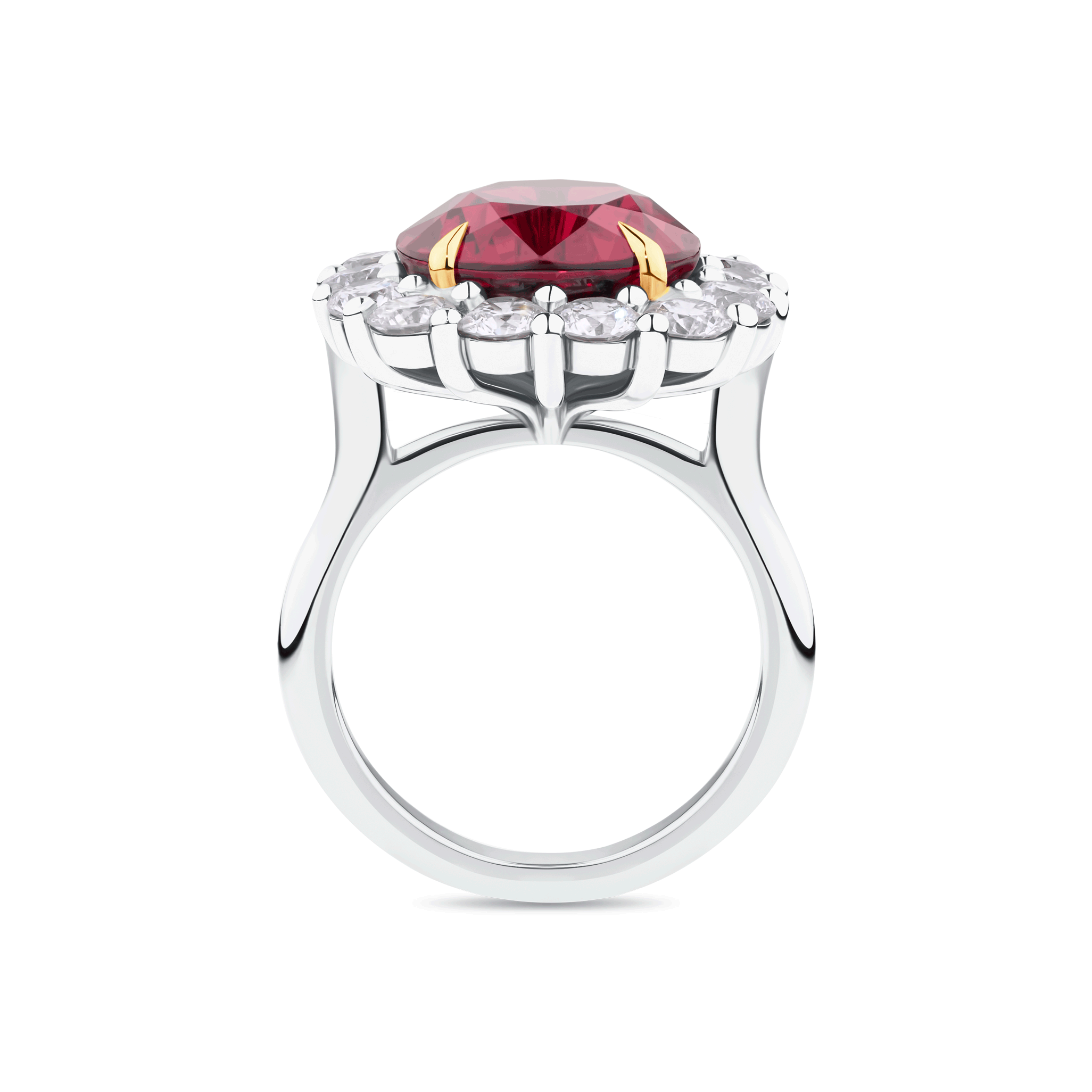 Garnet and Diamond Cluster Ring