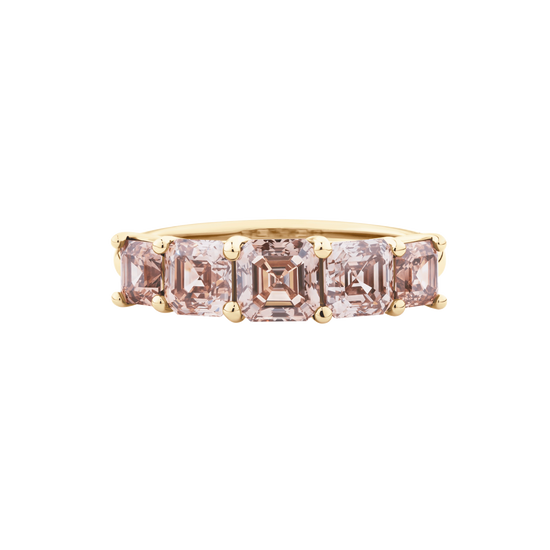 3.43ct Asscher Cut Champagne Diamond Eternity Band