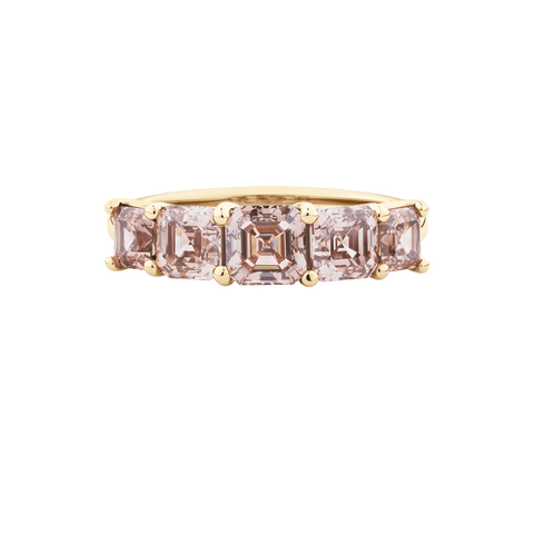 3.43ct Asscher Cut Champagne Diamond Eternity Band