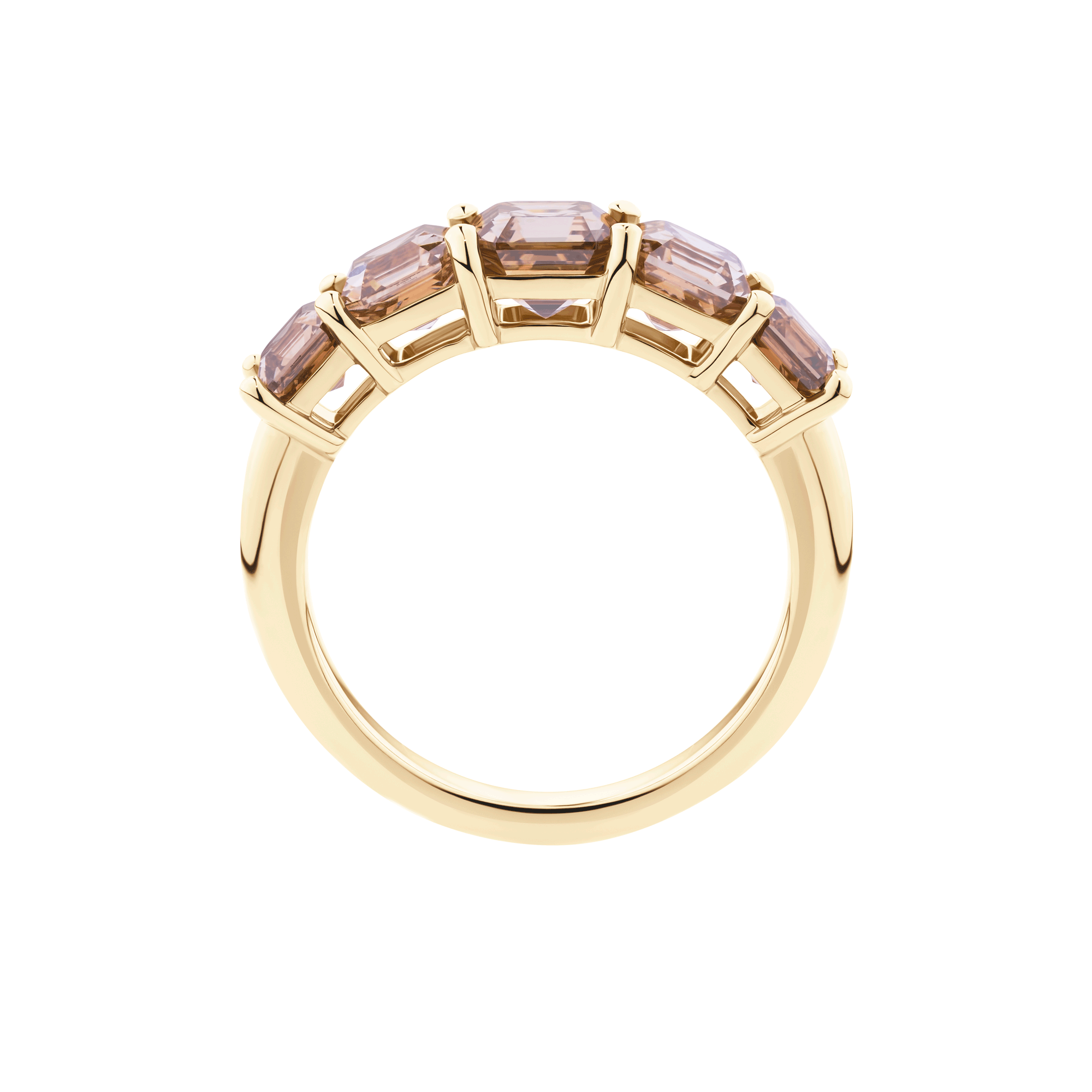 3.43ct Asscher Cut Champagne Diamond Eternity Band