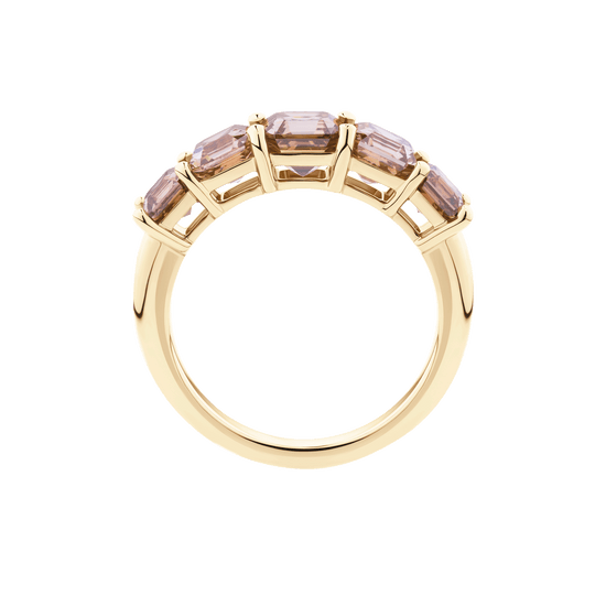 3.43ct Asscher Cut Champagne Diamond Eternity Band