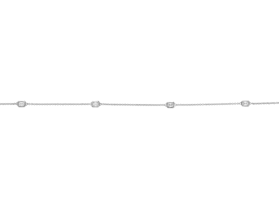 Emerald Cut Diamond Station Chain Necklace in 18ct Gold