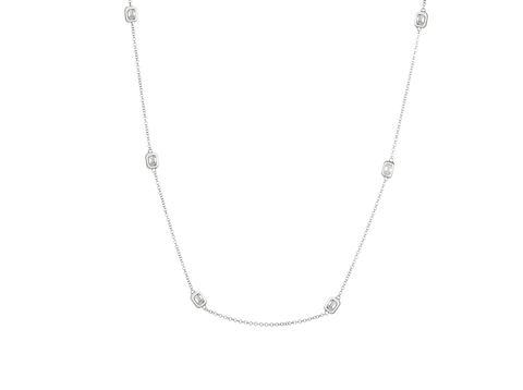 Emerald Cut Diamond Chain Necklace