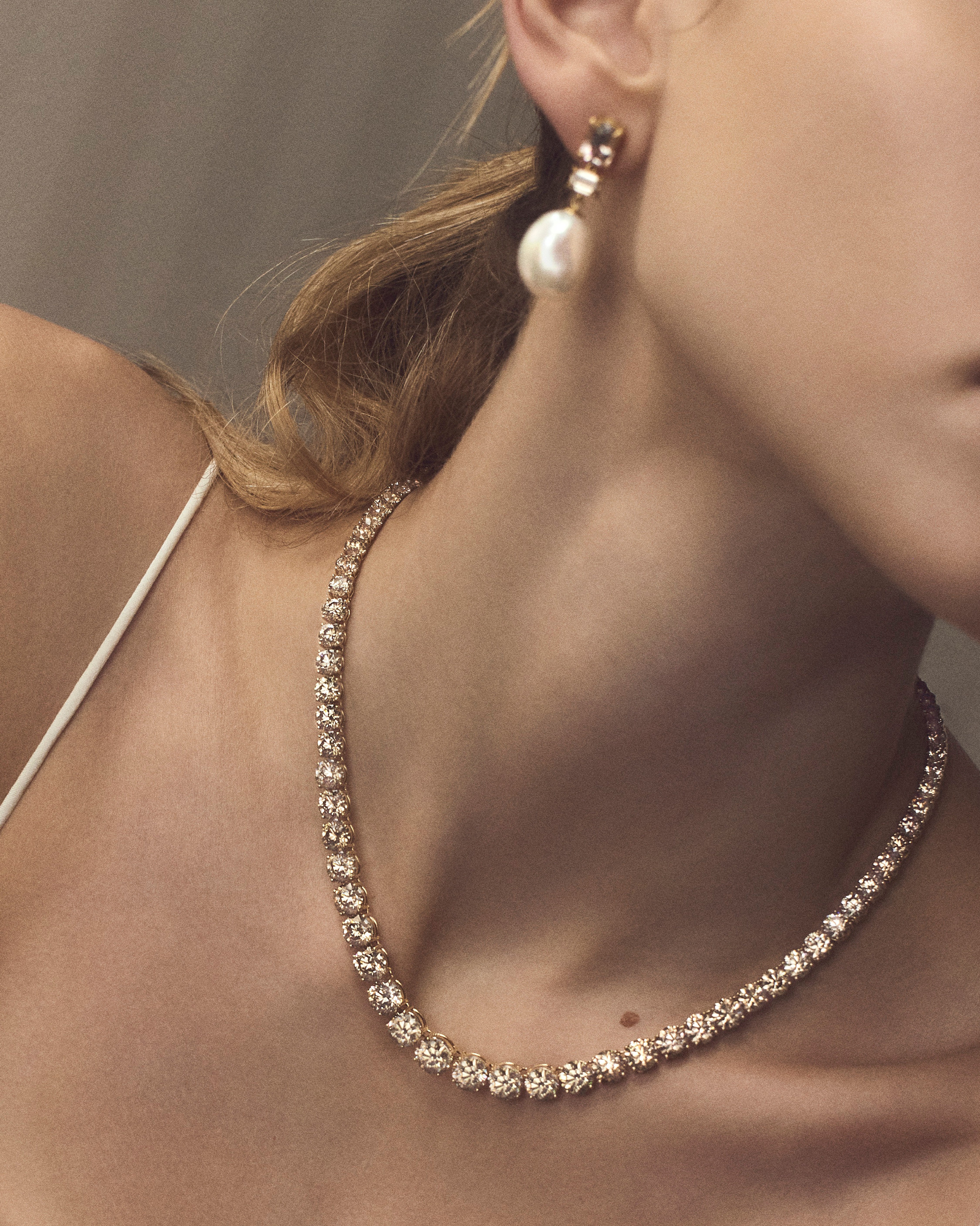 45.17ct Champagne Diamond Graduated Tennis Necklace