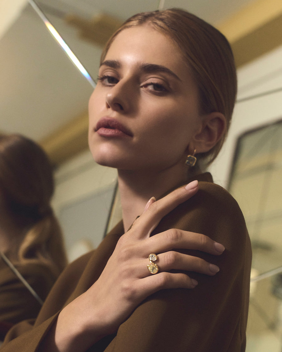 Two Stone Diamond Ring in 18ct Yellow Gold