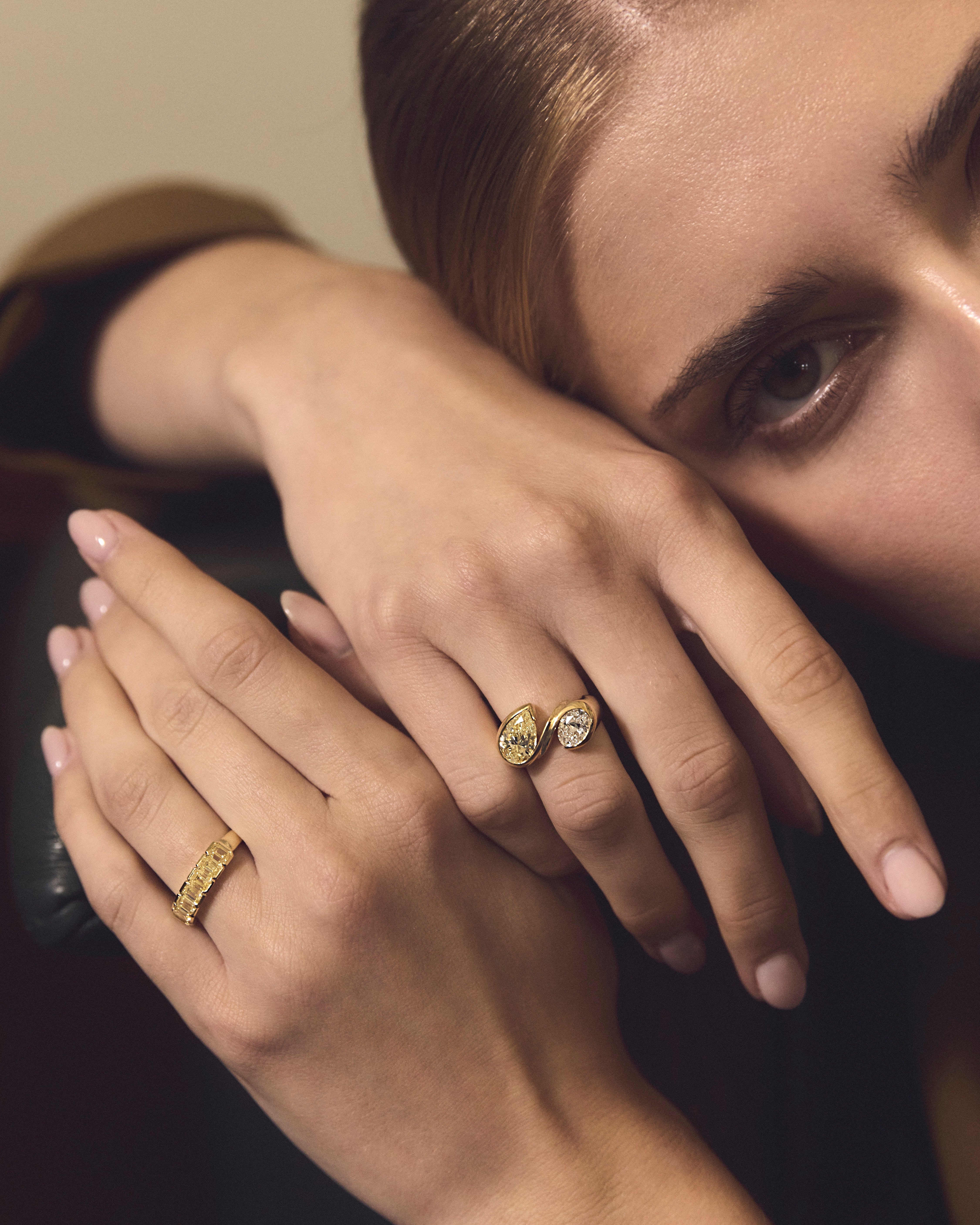 Two Stone Diamond Ring in 18ct Yellow Gold