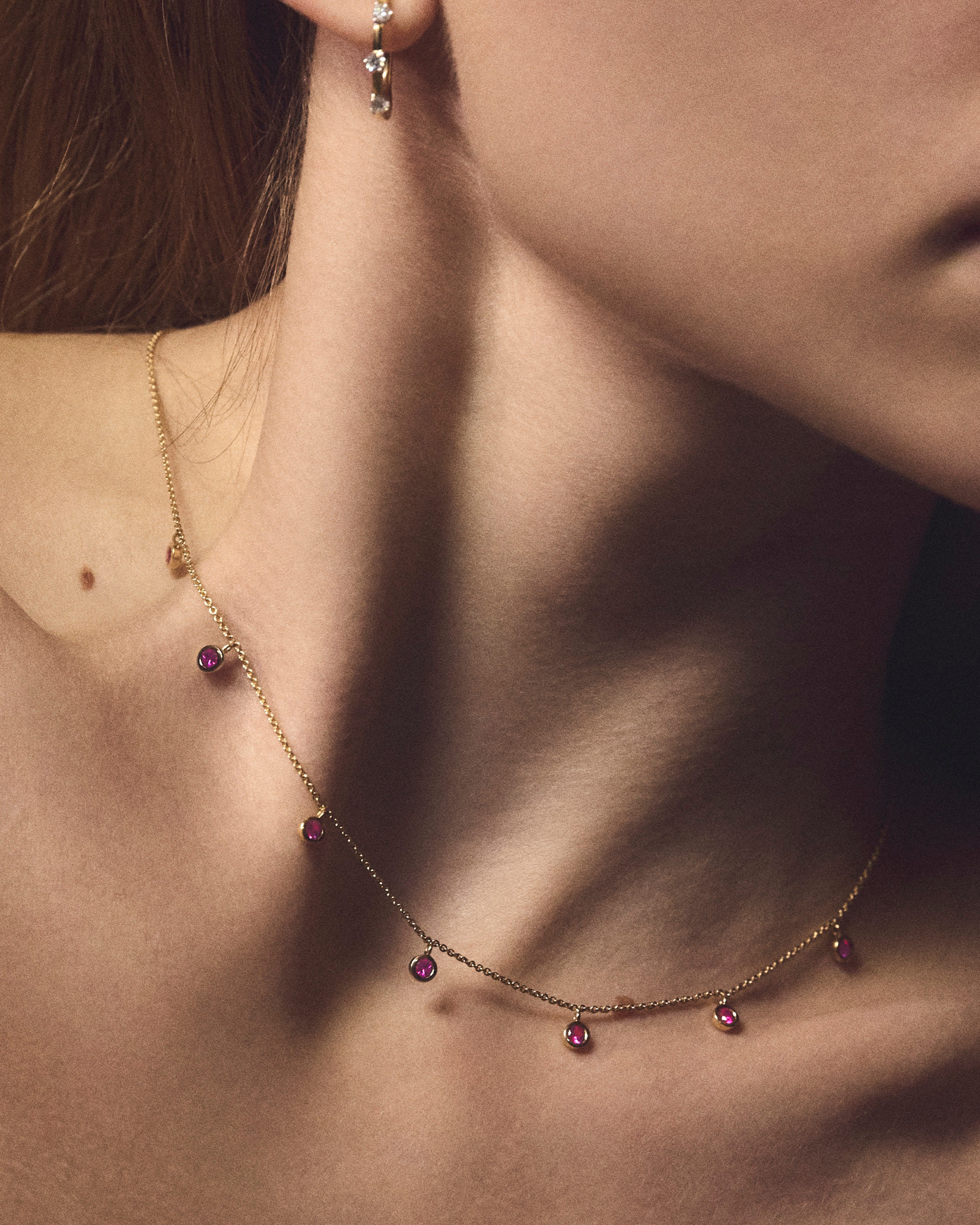 Coloured Gemstone Drop Necklace in 18ct Gold