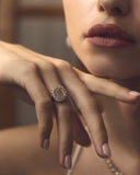 Champagne Diamond Cluster Engagement Ring