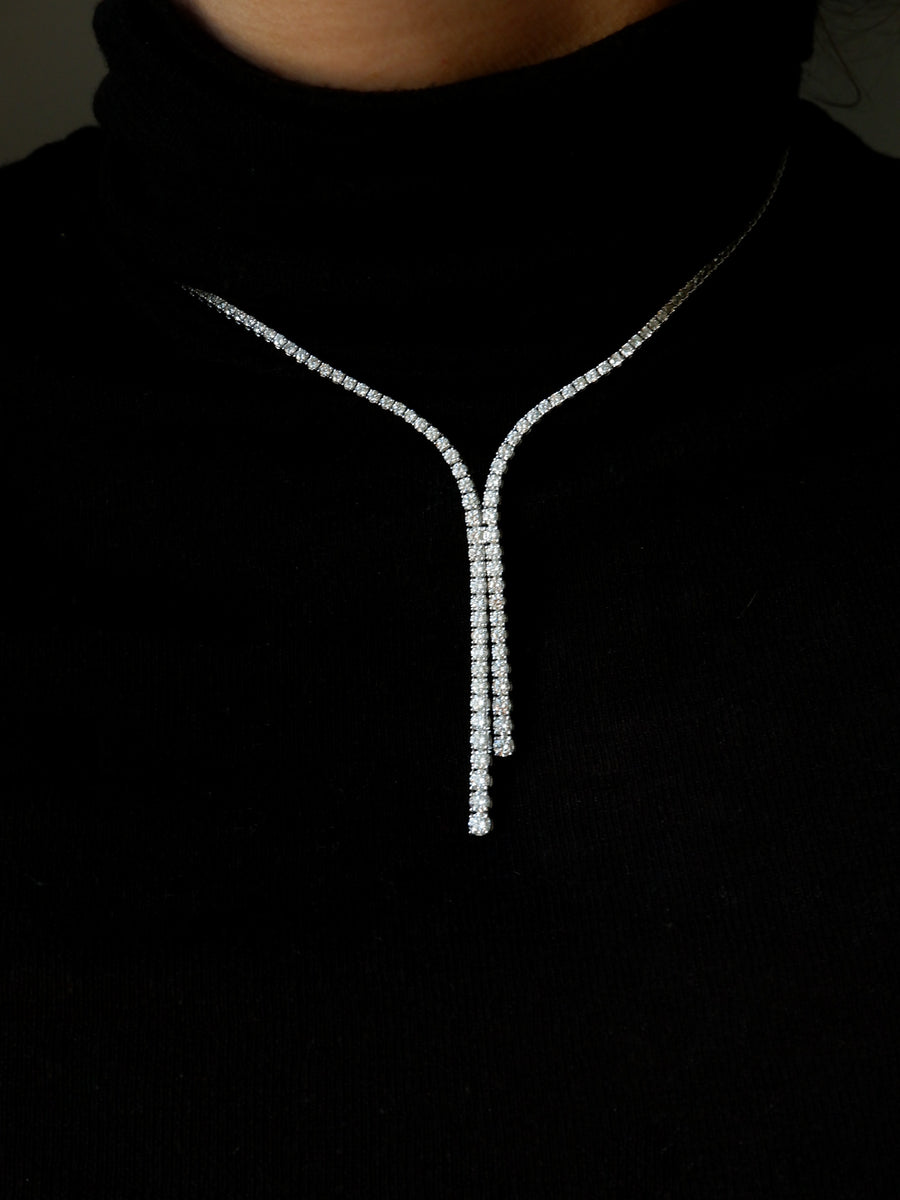 Tassel Diamond Tennis Necklace in 18ct White Gold
