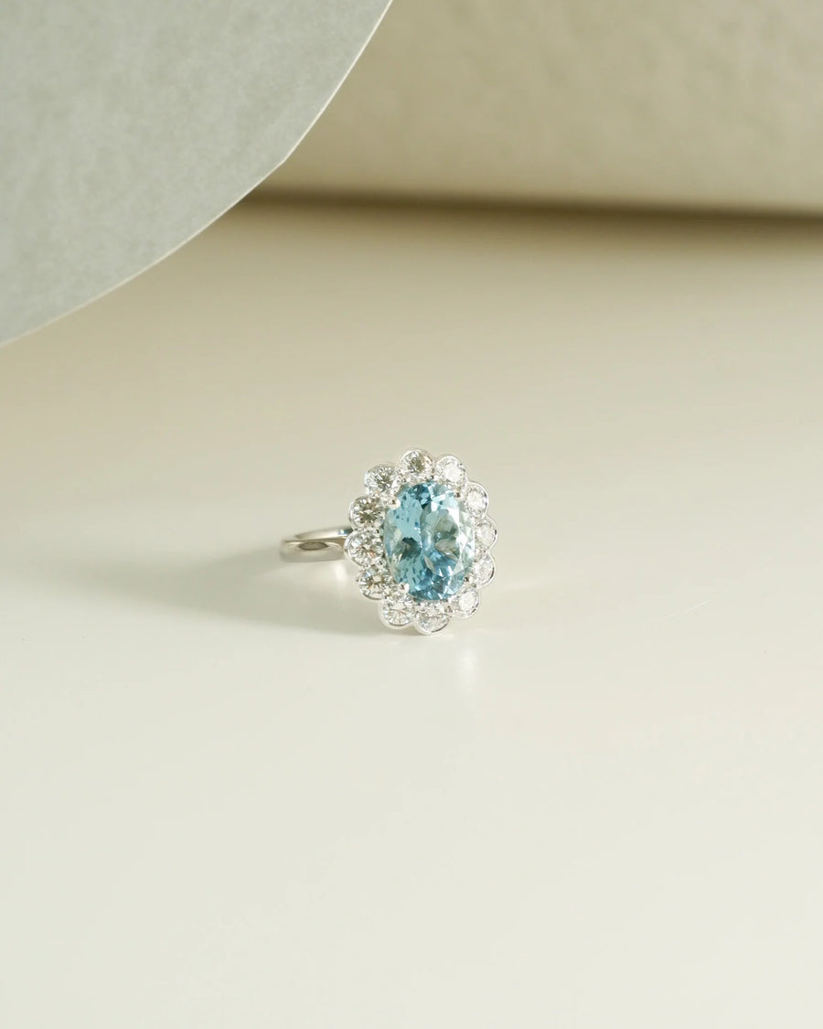 Aquamarine Cluster Ring