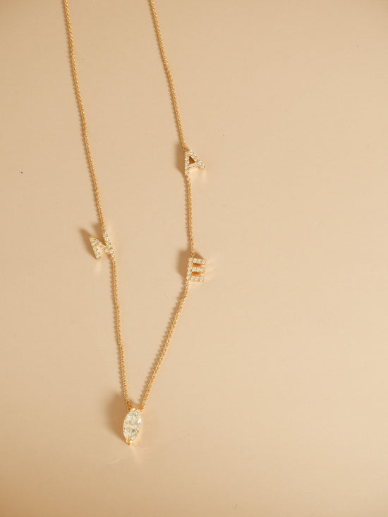 Diamond Pendant with Petit Letters Personalised Necklace