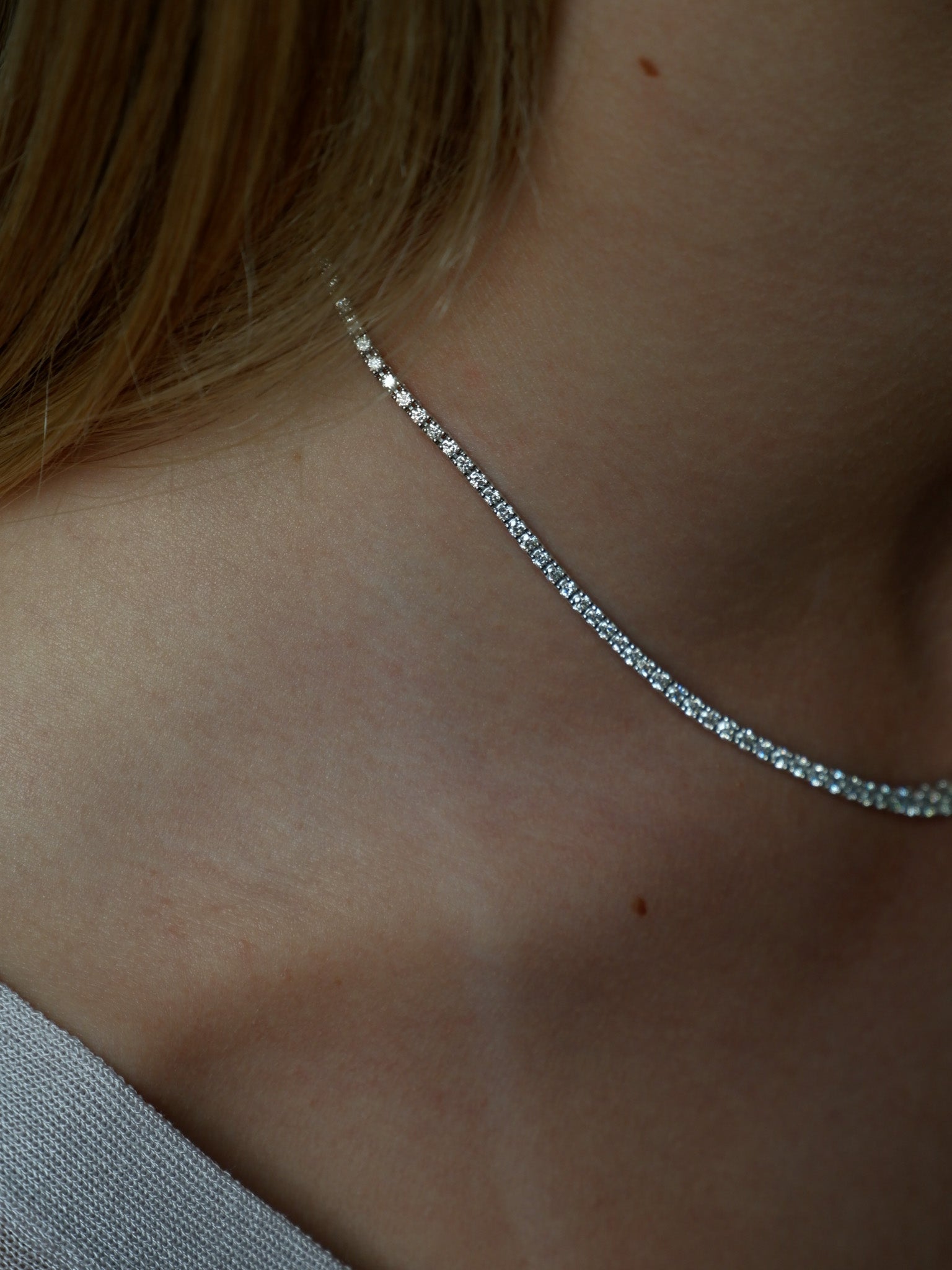 Thin diamond deals tennis necklace