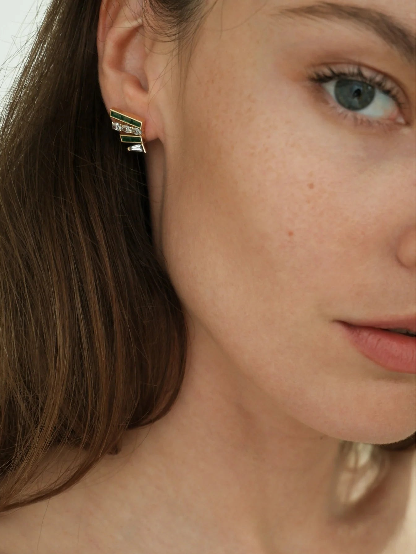 Emerald and Diamond Fan Earrings