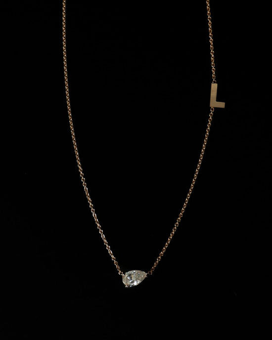 Diamond Pendant with Petit Letters Personalised Necklace