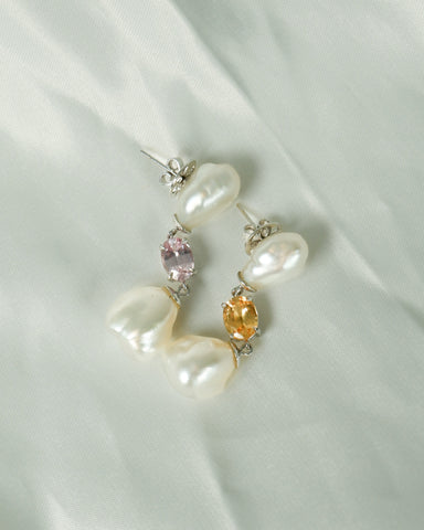 Sapphire and Keshi Pearl Trio Earrings