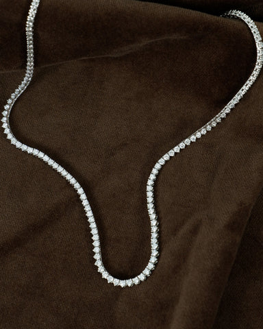 Tri Claw Diamond Tennis Necklace