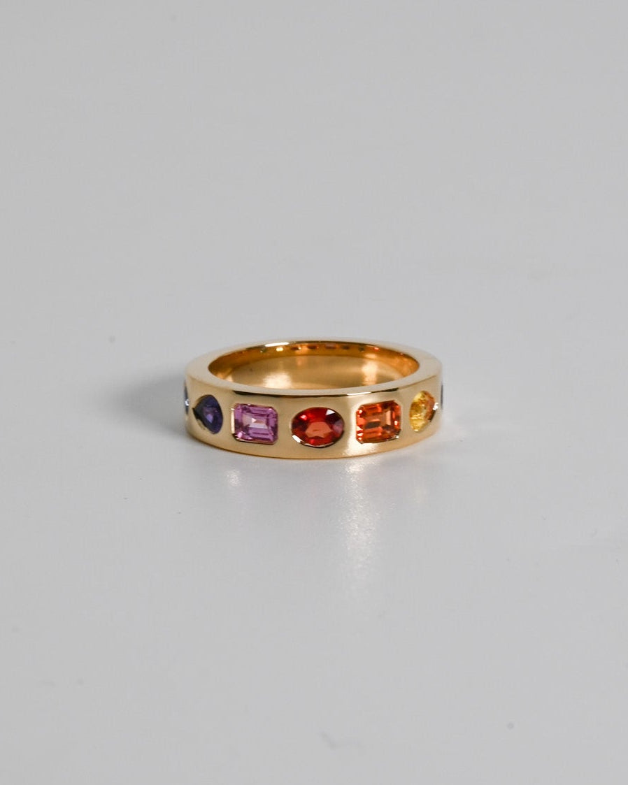 Multi Shape Rainbow Sapphire Ring in 18ct Gold