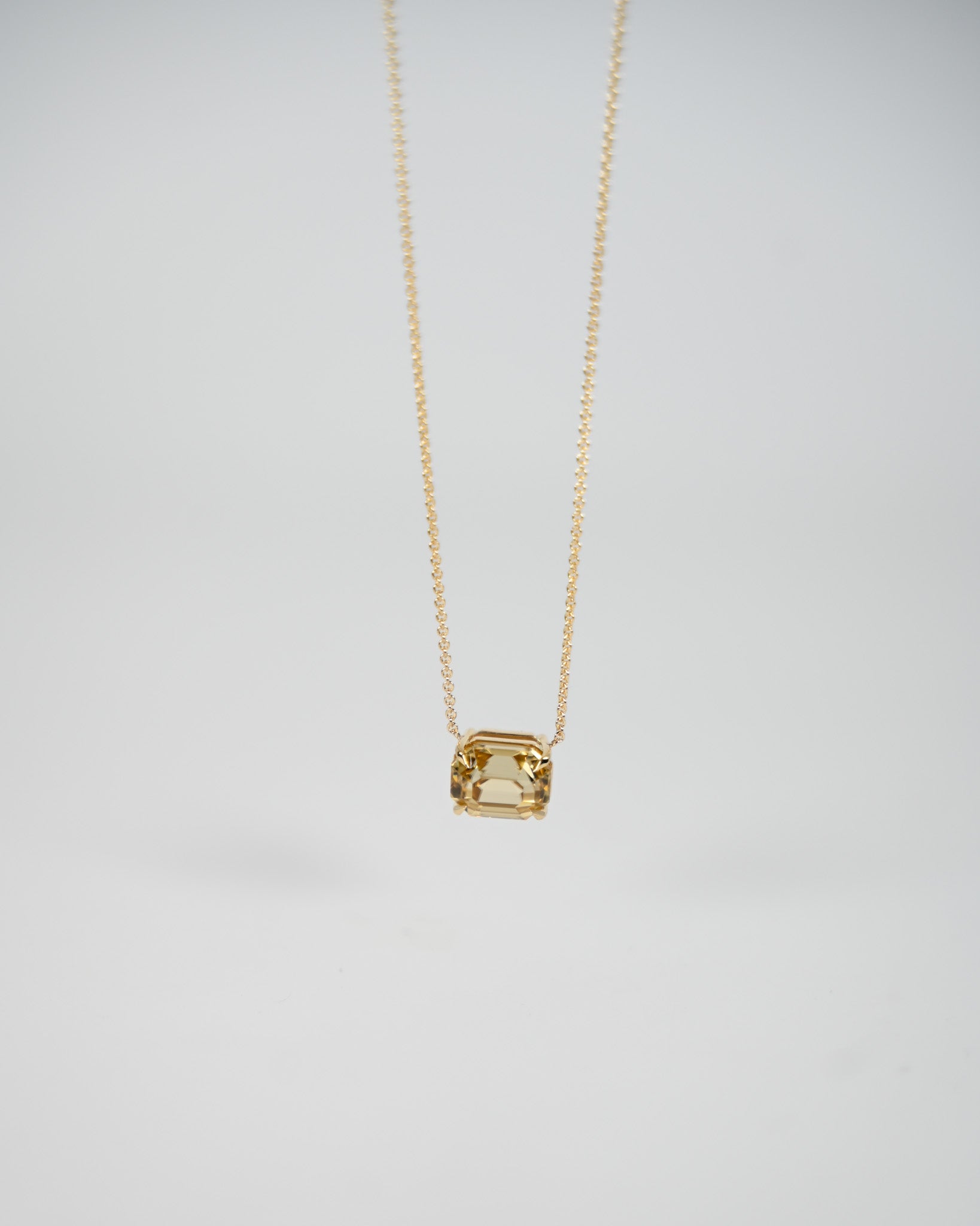 Emerald Cut Zircon Pendant Necklace