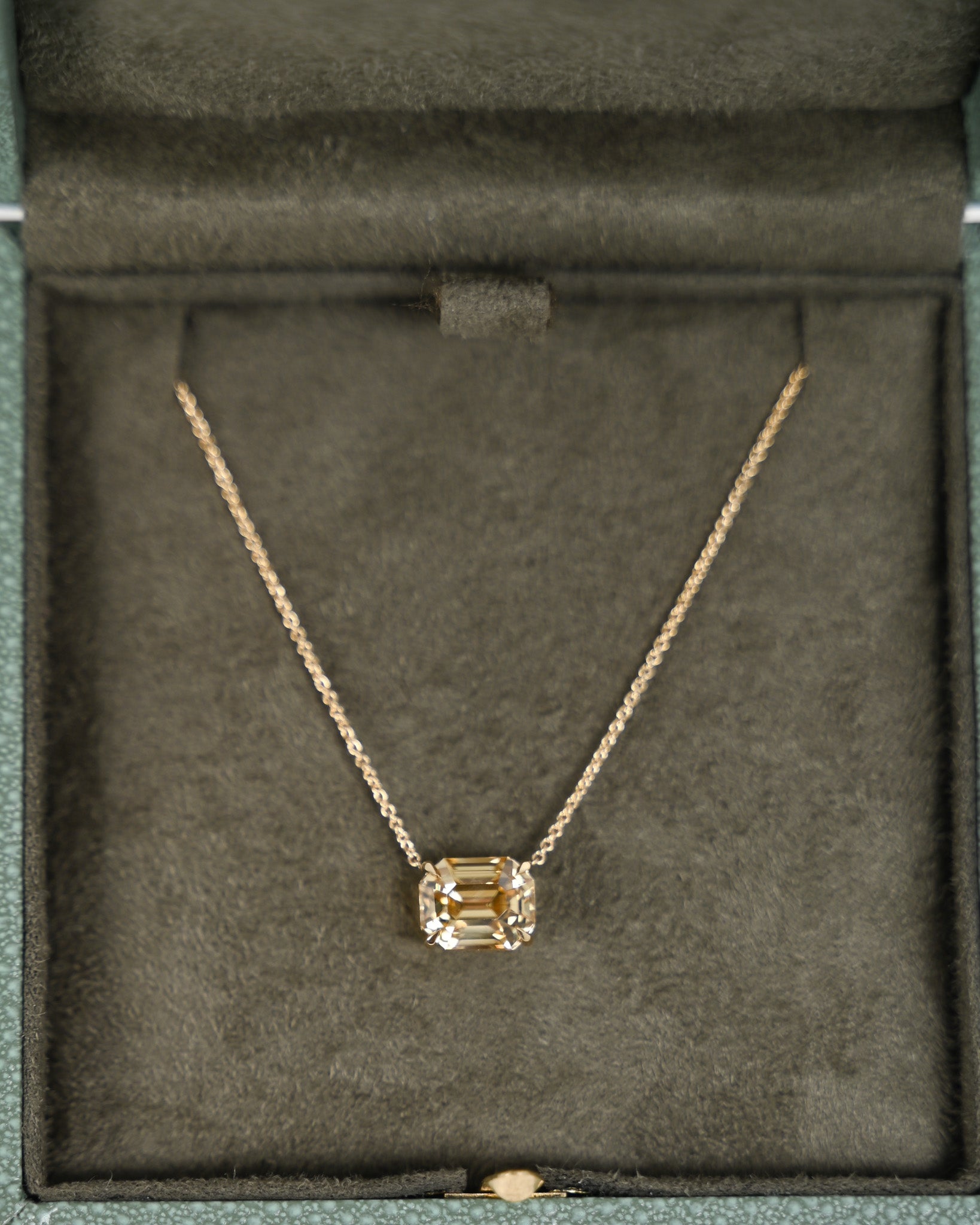 Emerald Cut Zircon Pendant Necklace
