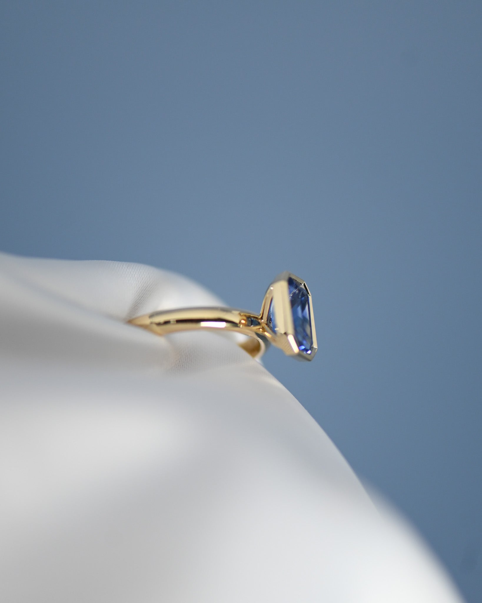Bezel Set Ceylon Sapphire Ring